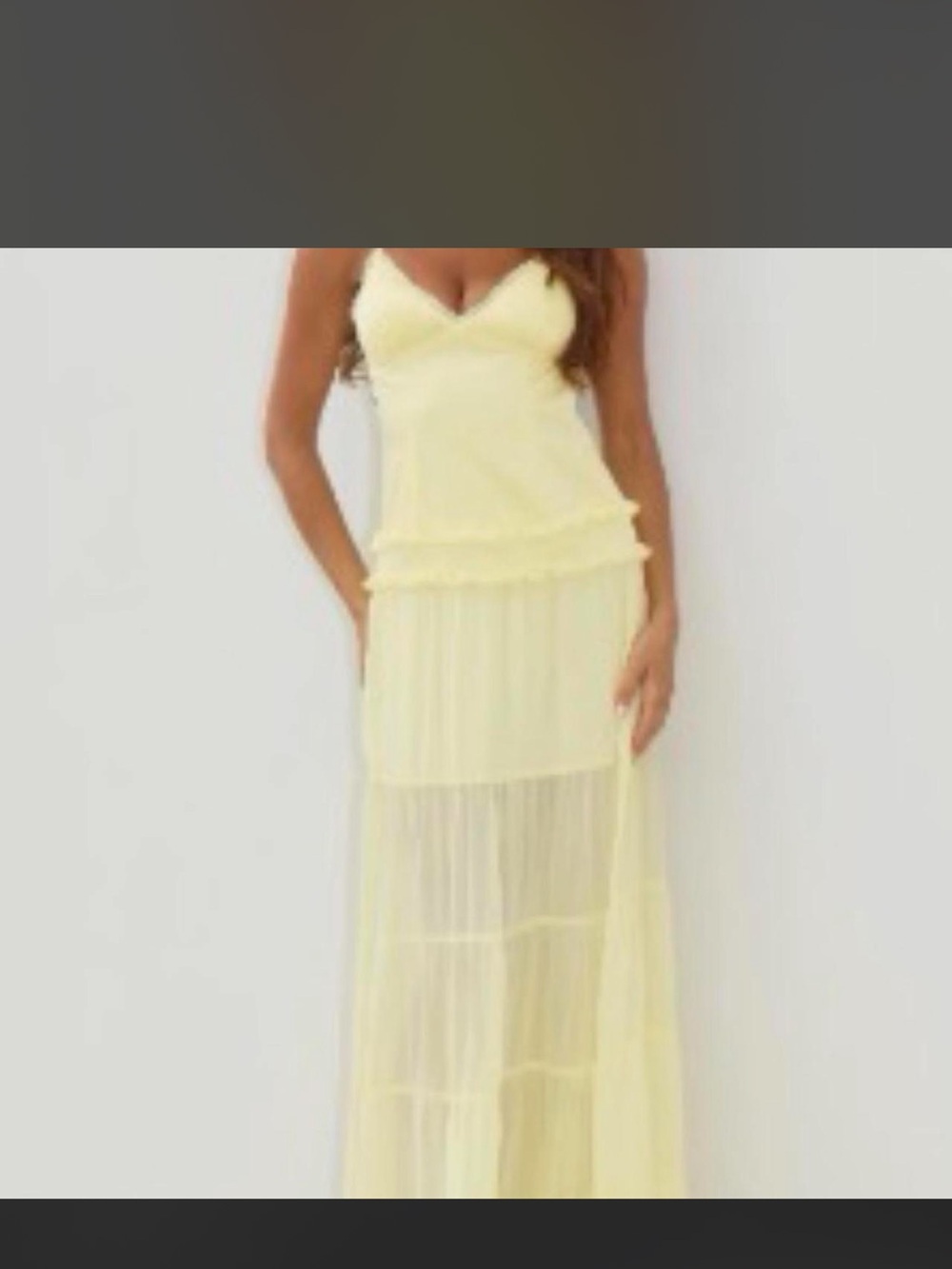 Women's Yellow Maxi Dress with V-Neck